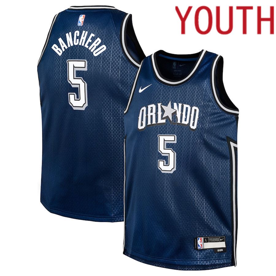Youth Orlando Magic #5 Paolo Banchero Nike Navy City Edition 2023-24 Swingman Replica NBA Jersey